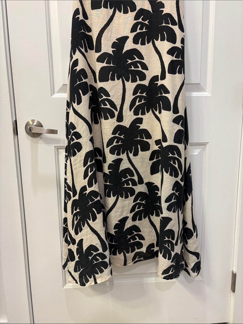 Farm Rio One Shoulder Linen Palm Tree Dress | Black & White | Size Small - Picture 7 of 14